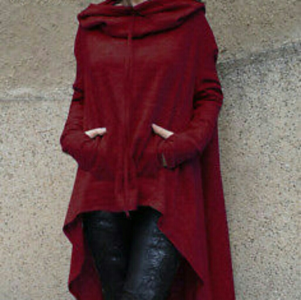 New Women's Casual Coat Long Sleeve Poncho Coat Pu